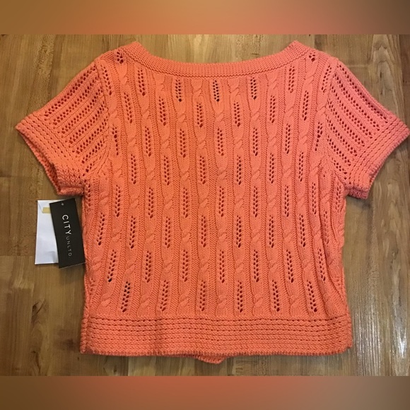 NWT Coral Short Sleeve Button-front Cable Knit Cardigan - Picture 4 of 16